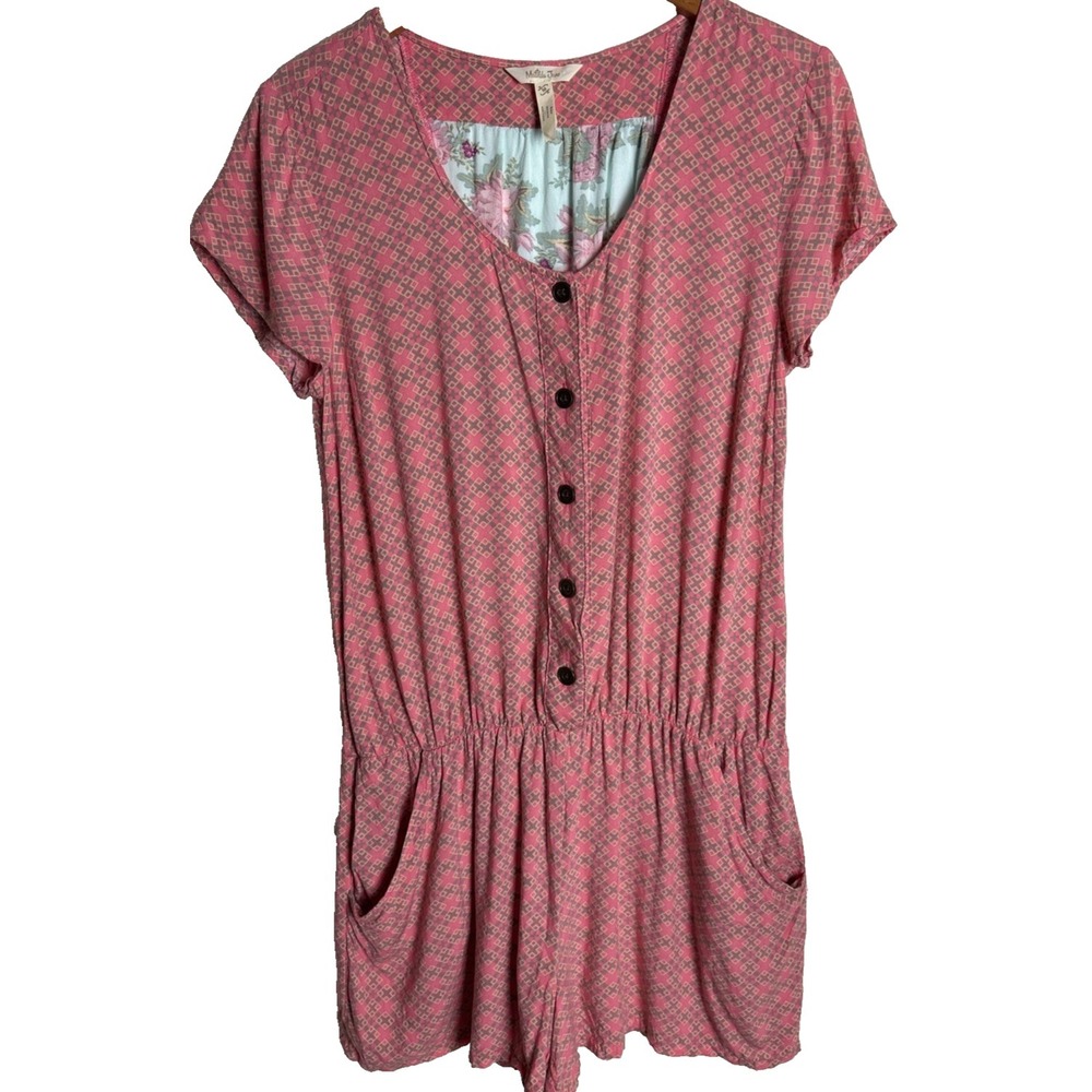 Matilda Jane Floral Back Romper Womens Medium Pink Cottage Feminine